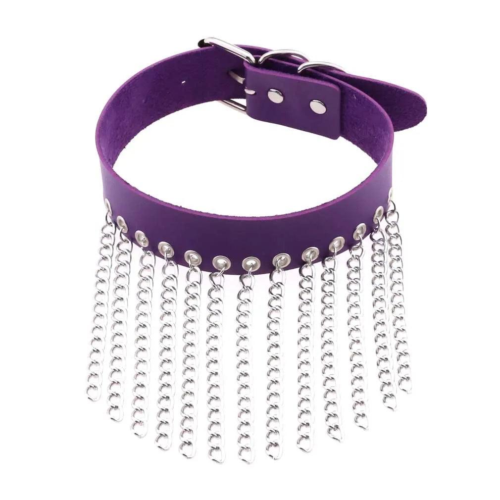 Gothic Leather Chokers - Purple Set Choker - The Burner Shop