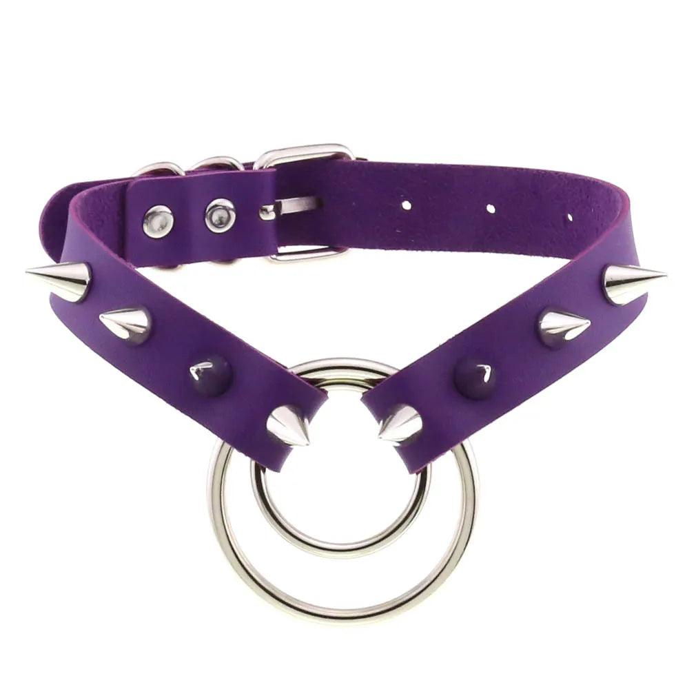 Gothic Leather Chokers - Purple Set Choker - The Burner Shop