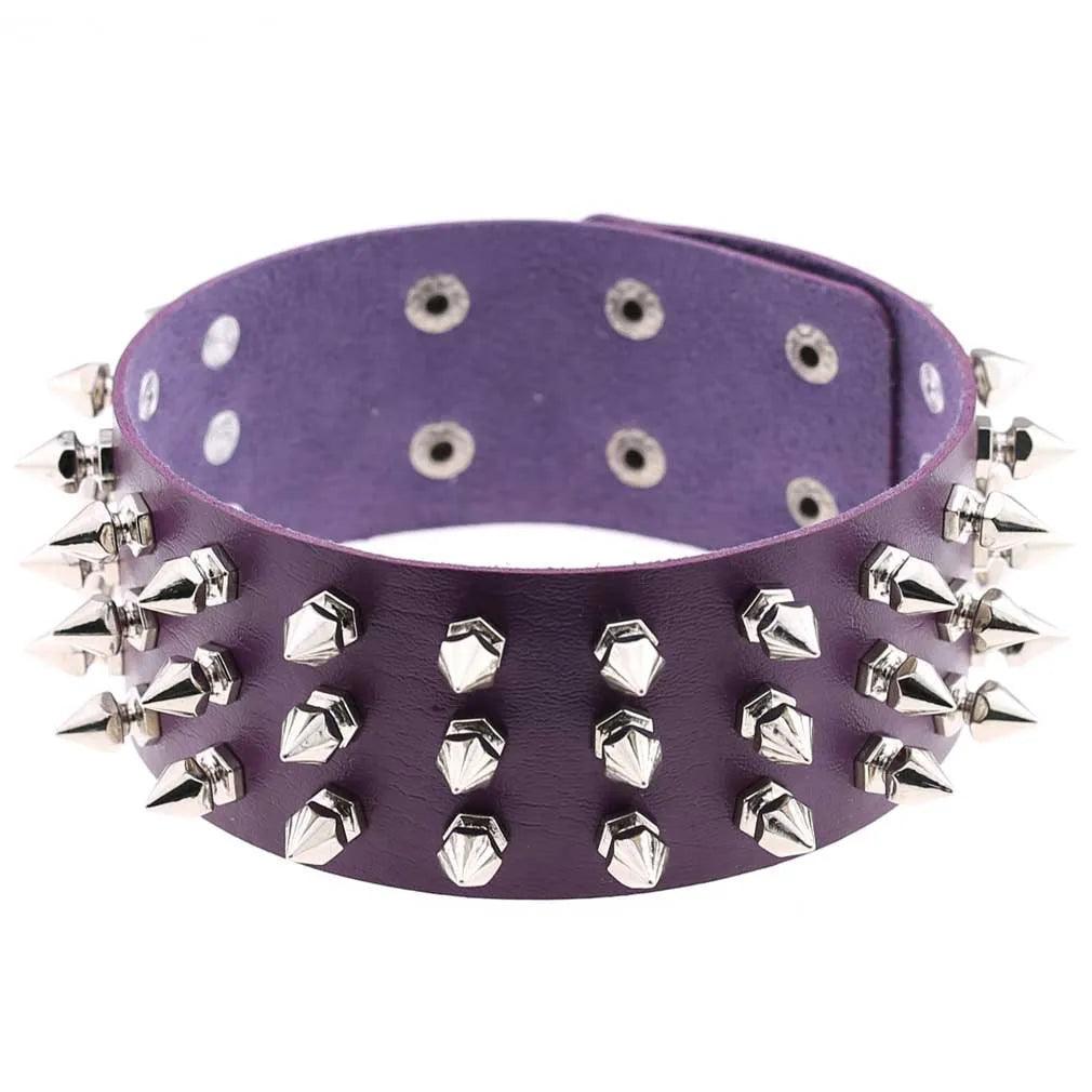 Gothic Leather Chokers - Purple Set Choker - The Burner Shop