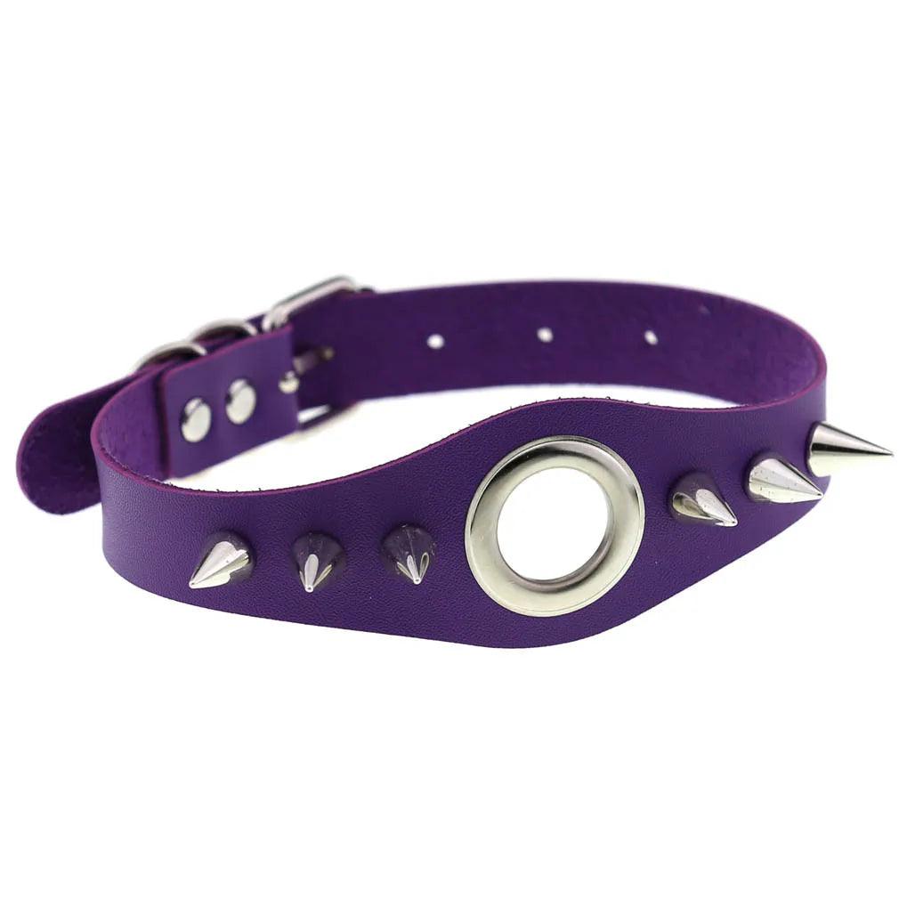 Gothic Leather Chokers - Purple Set Choker - The Burner Shop