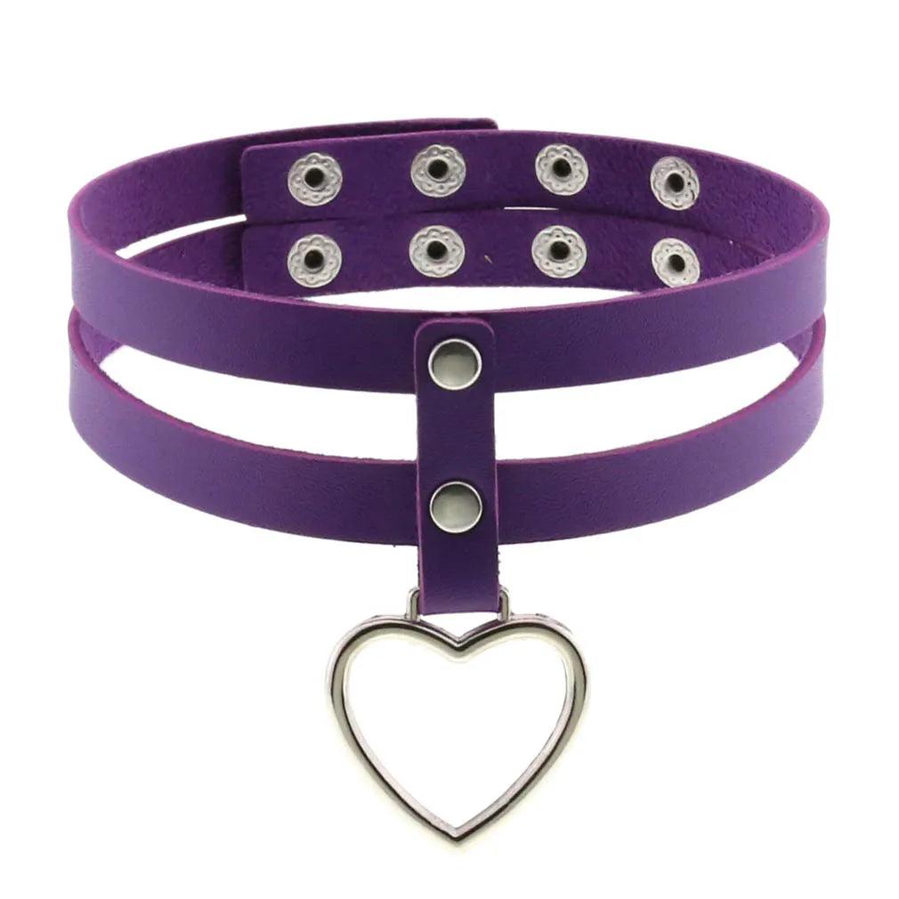 Gothic Leather Chokers - Purple Set Choker - The Burner Shop