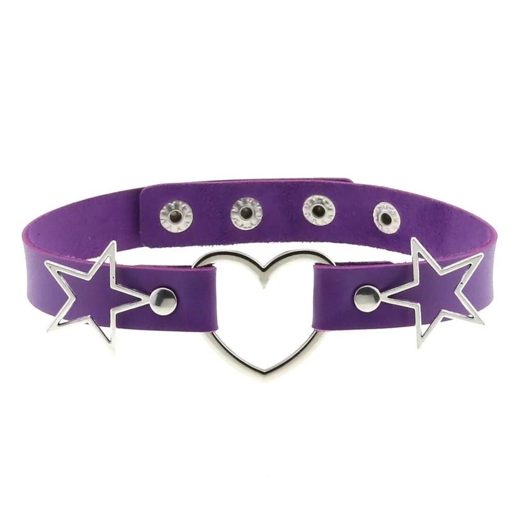 Gothic Leather Chokers - Purple Set Choker - The Burner Shop