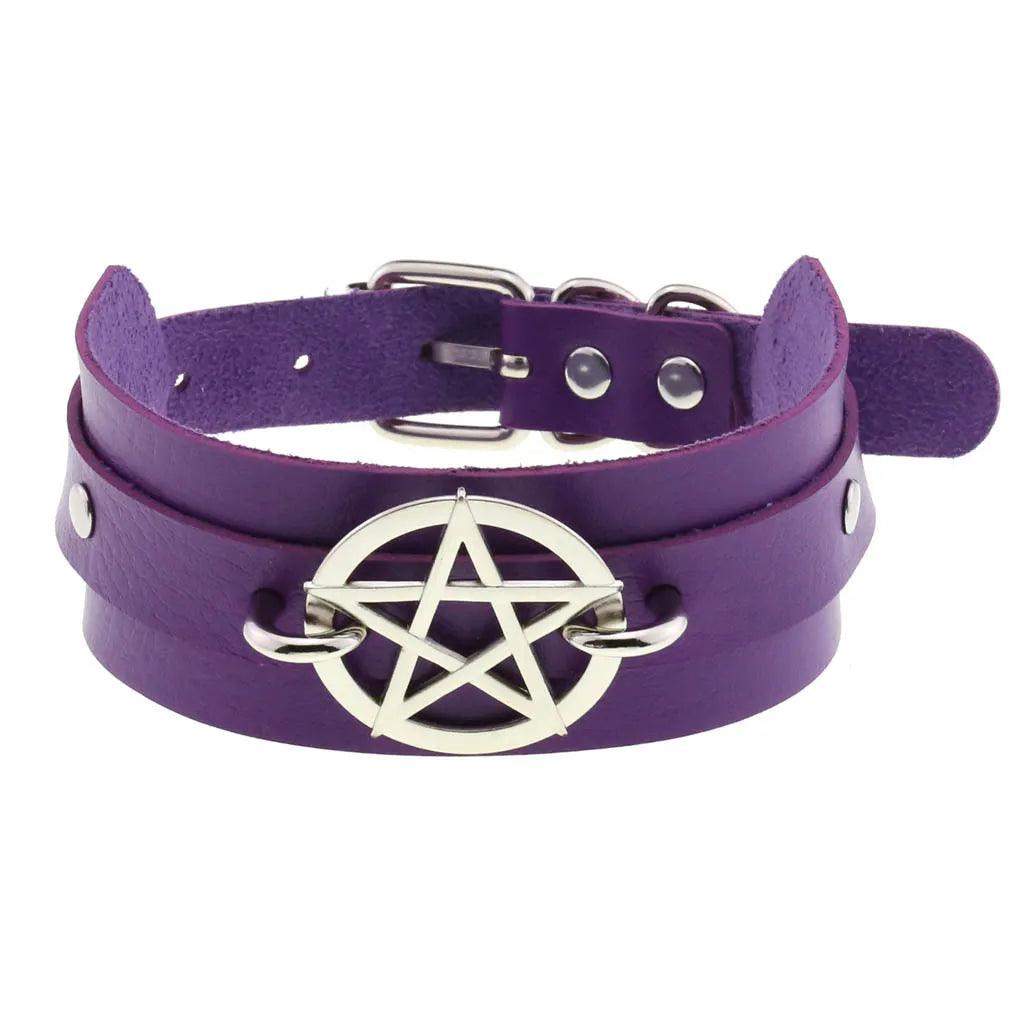 Gothic Leather Chokers - Purple Set Choker - The Burner Shop