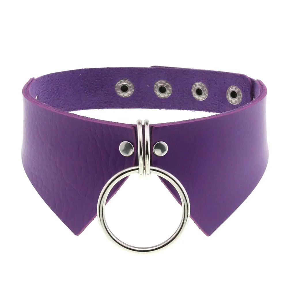 Gothic Leather Chokers - Purple Set Choker - The Burner Shop
