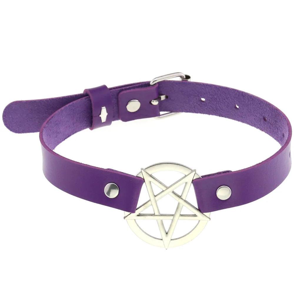Gothic Leather Chokers - Purple Set Choker - The Burner Shop
