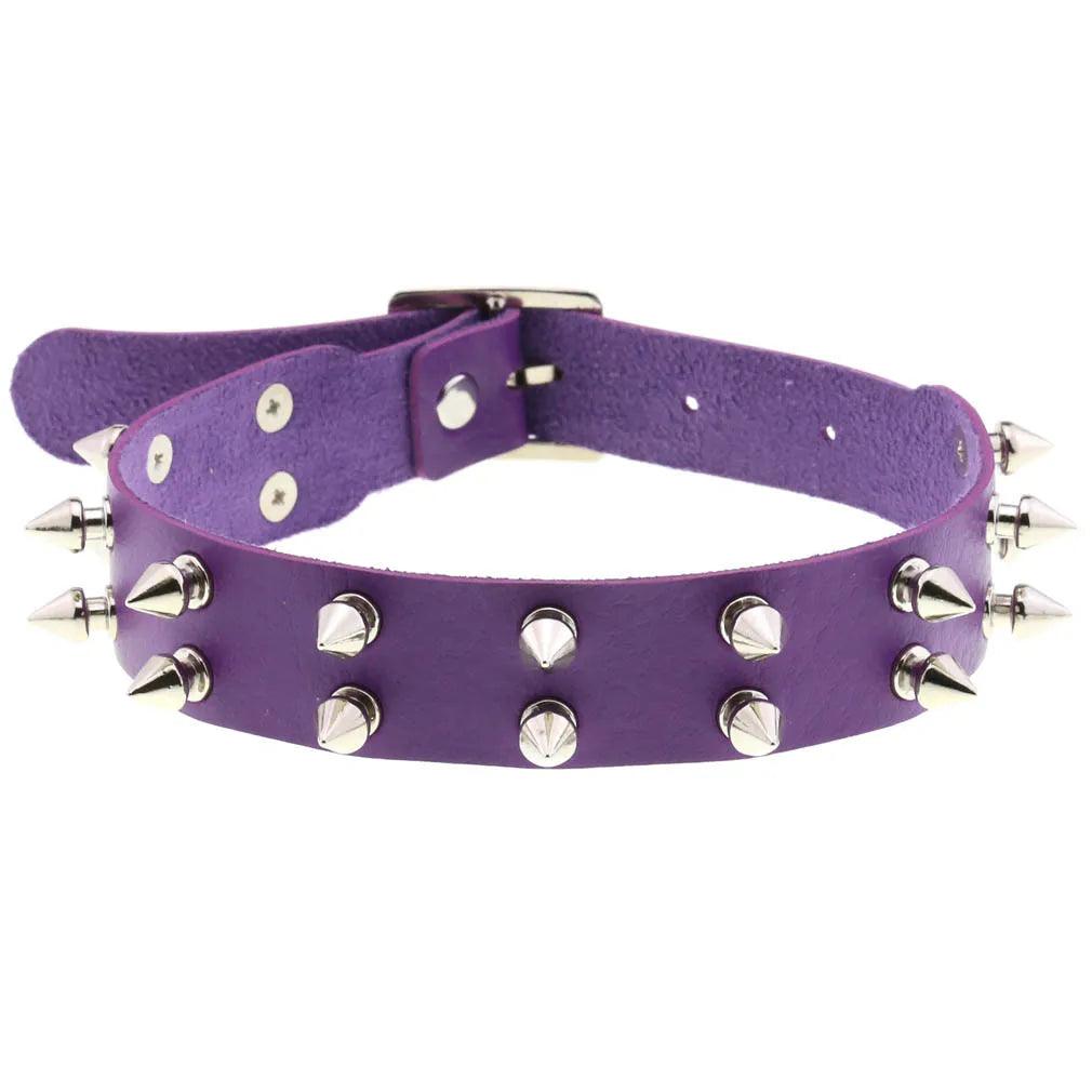 Gothic Leather Chokers - Purple Set Choker - The Burner Shop