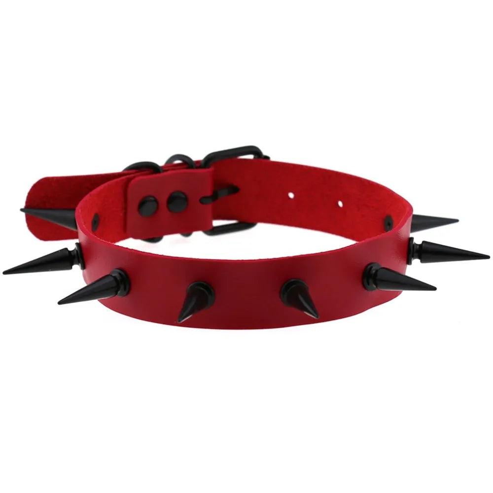 Gothic Leather Chokers - Red Set Choker - The Burner Shop