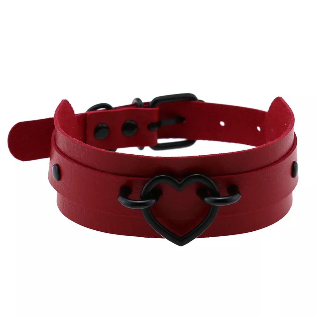 Gothic Leather Chokers - Red Set Choker - The Burner Shop