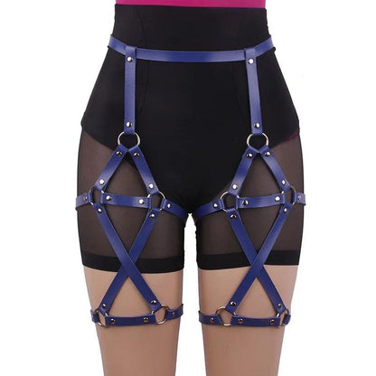 Gothic Leather Garter Harness Body Harness - The Burner Shop