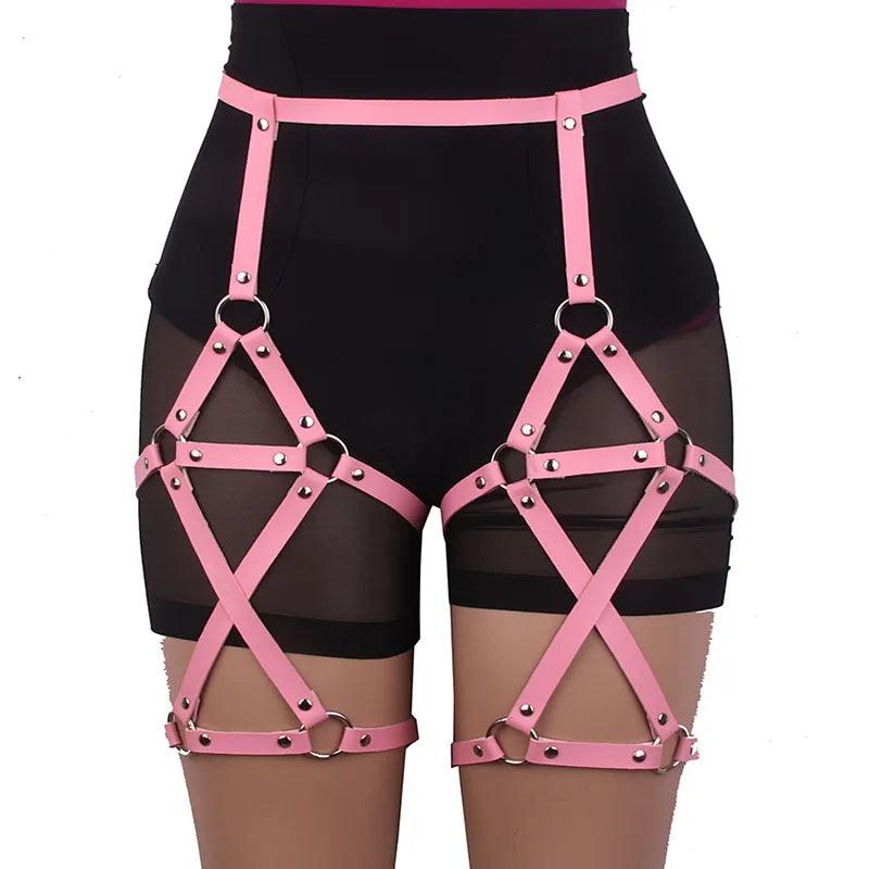 Gothic Leather Garter Harness Body Harness - The Burner Shop