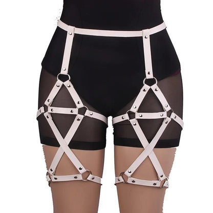 Gothic Leather Garter Harness Body Harness - The Burner Shop