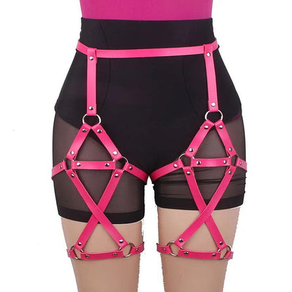 Gothic Leather Garter Harness Body Harness - The Burner Shop