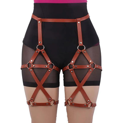 Gothic Leather Garter Harness Body Harness - The Burner Shop