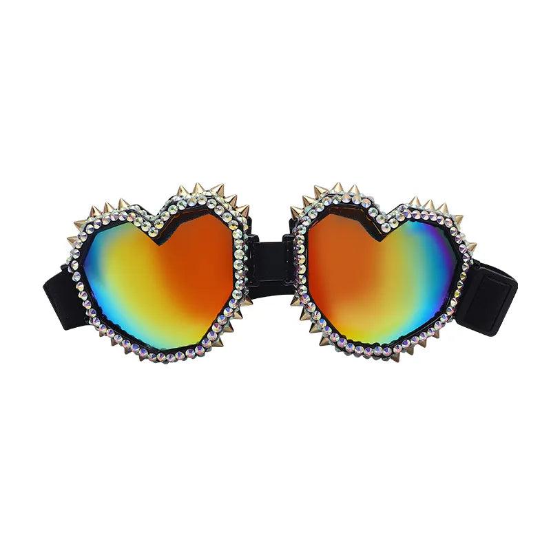 Gothic Oversized Diamond Heart Goggles Goggles - The Burner Shop