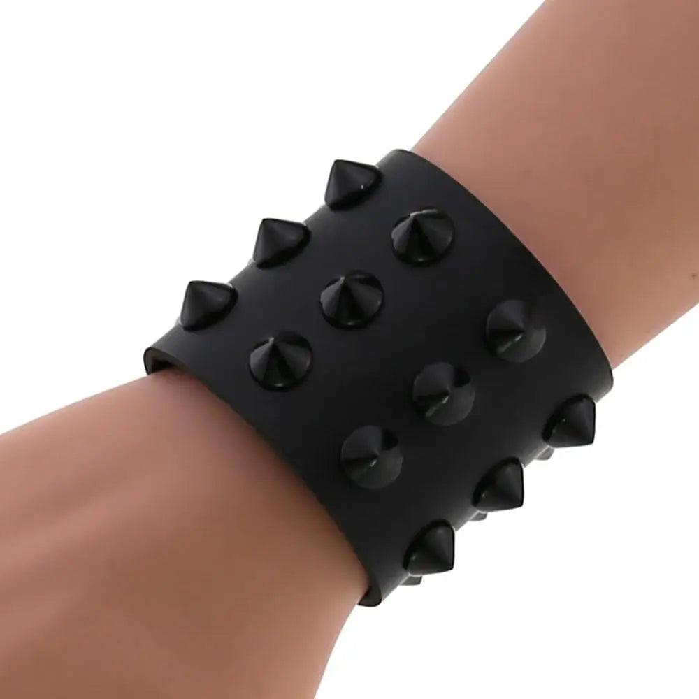 Gothic Spike Rivets Leather Wristband Bracelets - The Burner Shop