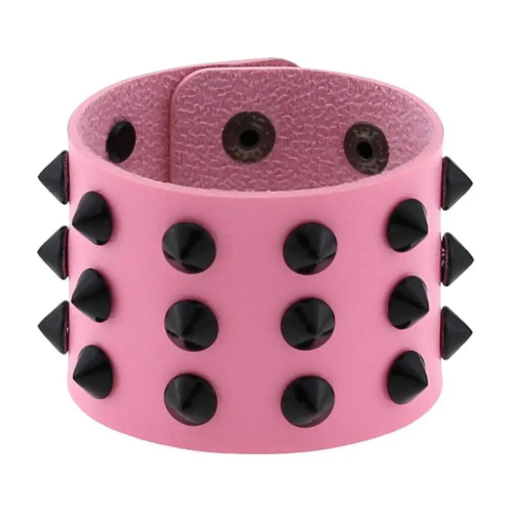 Gothic Spike Rivets Leather Wristband Bracelets - The Burner Shop