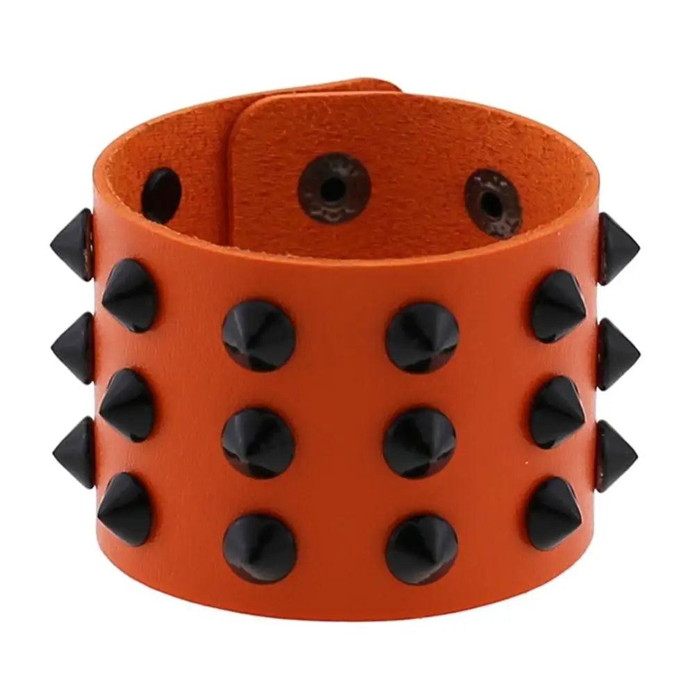 Gothic Spike Rivets Leather Wristband Bracelets - The Burner Shop