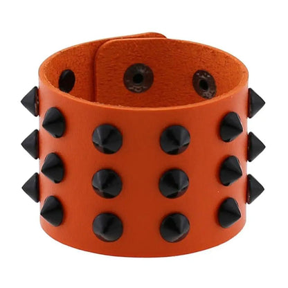 Gothic Spike Rivets Leather Wristband Bracelets - The Burner Shop
