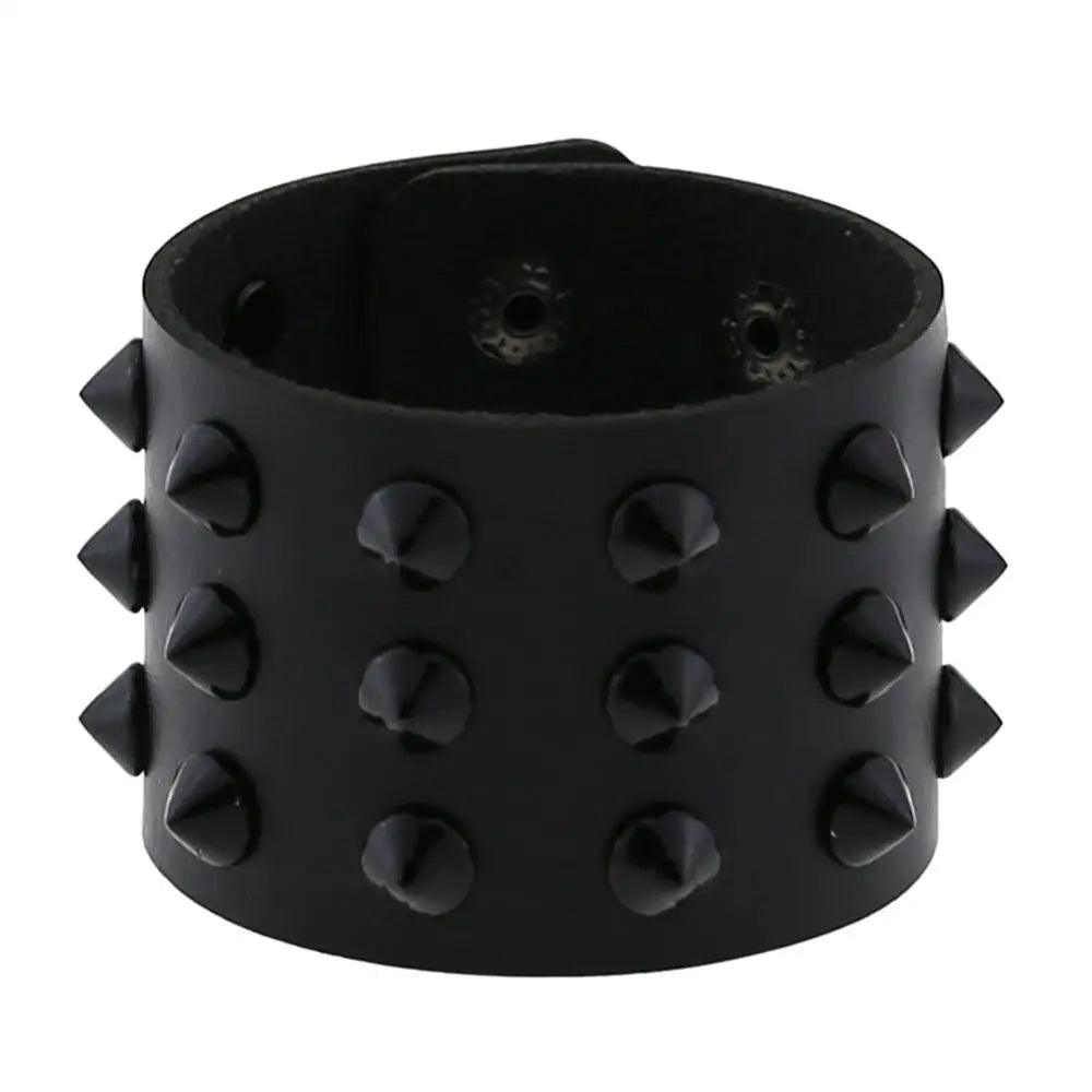 Gothic Spike Rivets Leather Wristband Bracelets - The Burner Shop