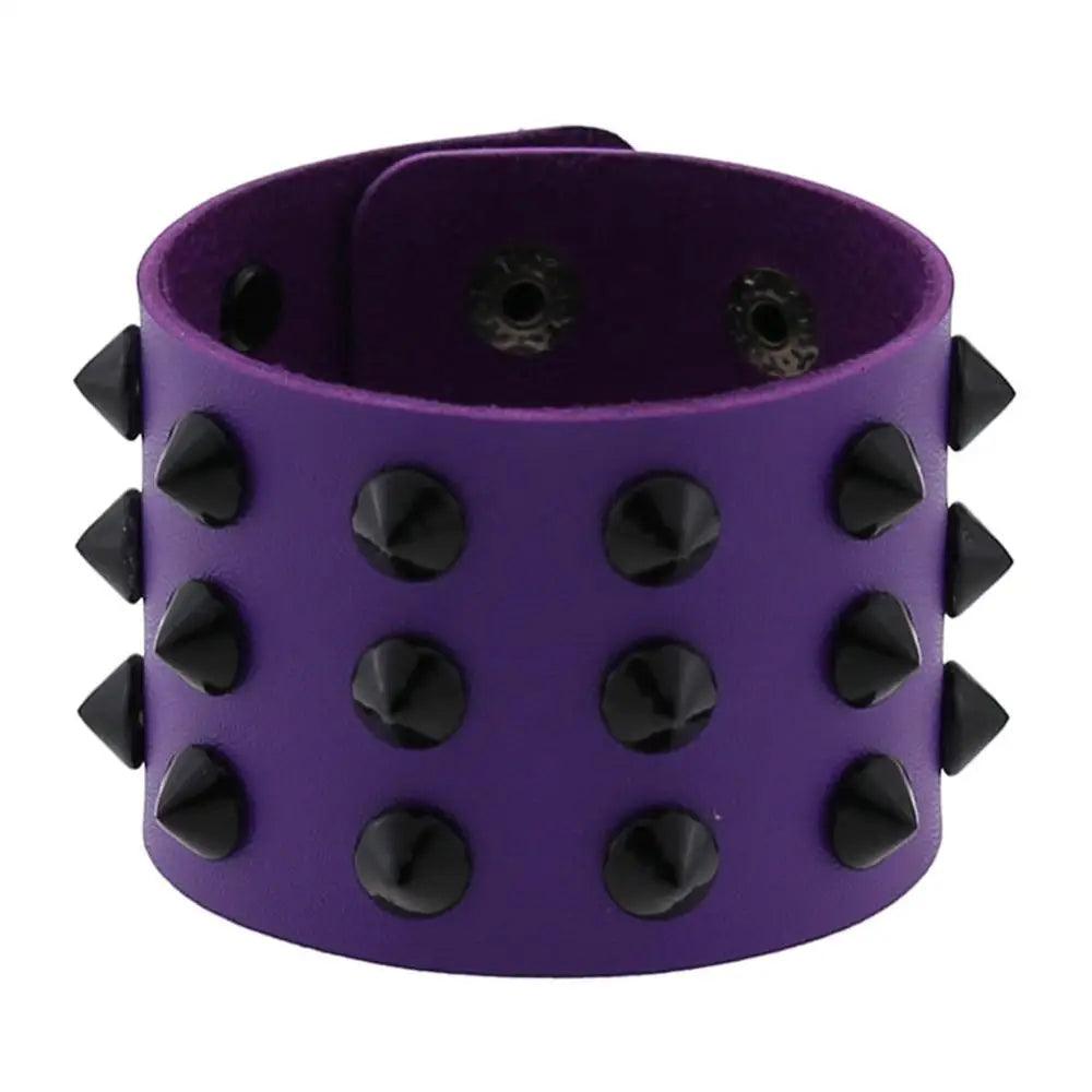 Gothic Spike Rivets Leather Wristband Bracelets - The Burner Shop