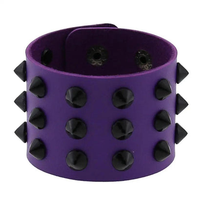 Gothic Spike Rivets Leather Wristband Bracelets - The Burner Shop