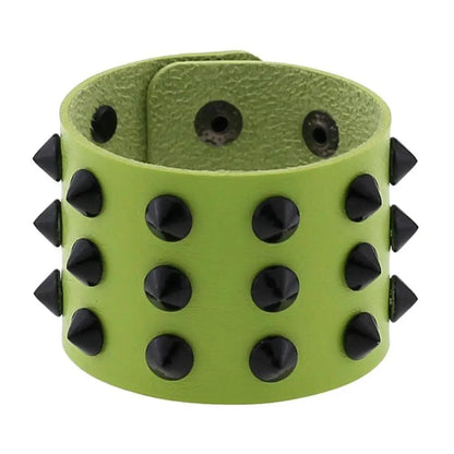 Gothic Spike Rivets Leather Wristband Bracelets - The Burner Shop