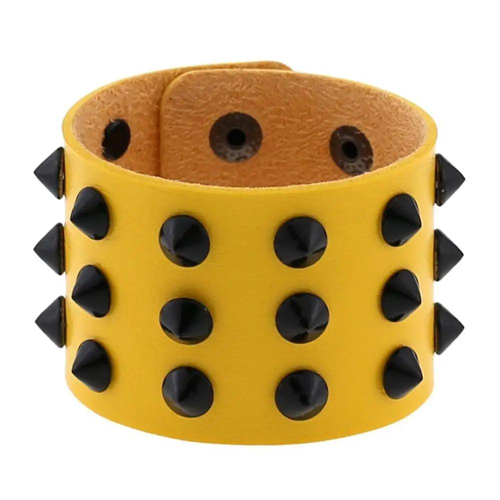 Gothic Spike Rivets Leather Wristband Bracelets - The Burner Shop