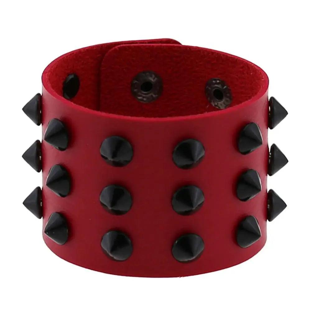 Gothic Spike Rivets Leather Wristband Bracelets - The Burner Shop