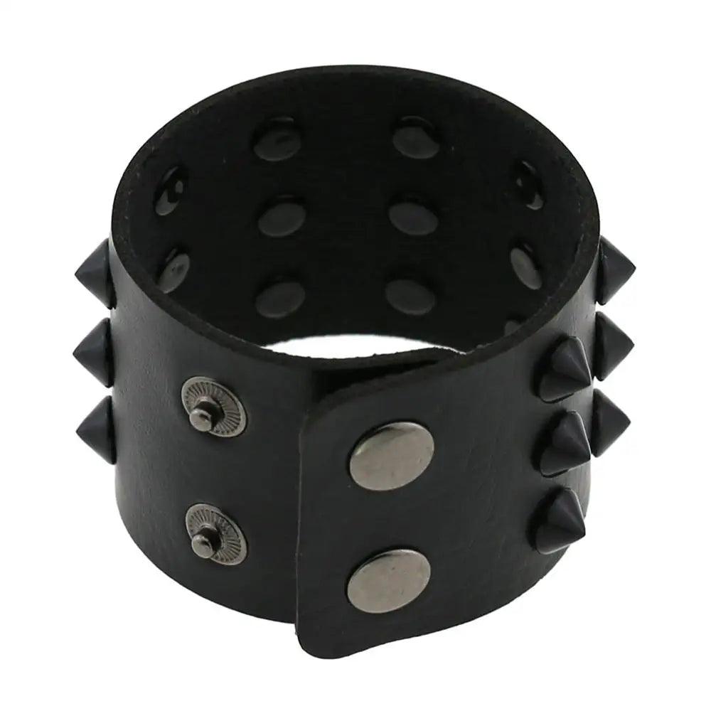 Gothic Spike Rivets Leather Wristband Bracelets - The Burner Shop