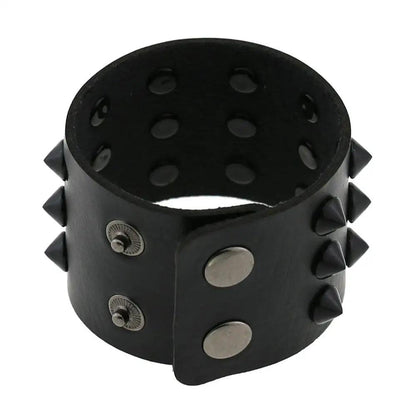 Gothic Spike Rivets Leather Wristband Bracelets - The Burner Shop