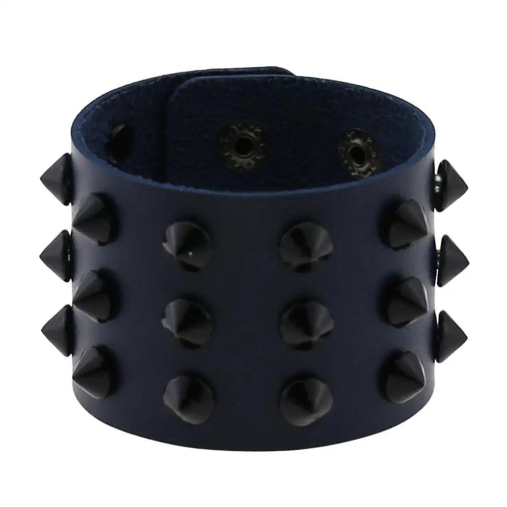 Gothic Spike Rivets Leather Wristband Bracelets - The Burner Shop