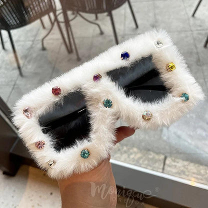 Handmade Fur Square Sunglasses Sunglasses - The Burner Shop