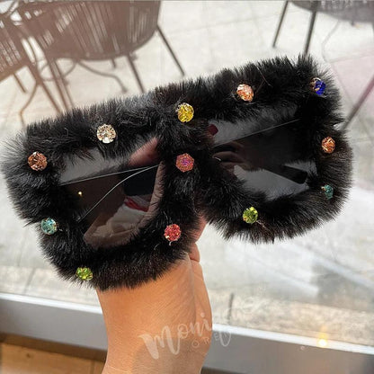 Handmade Fur Square Sunglasses Sunglasses - The Burner Shop