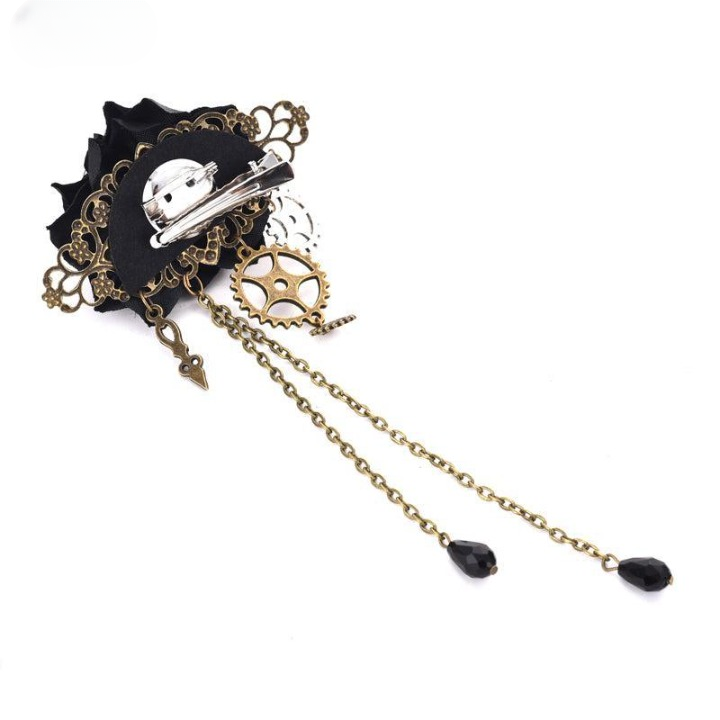 Handmade Rose Hair Clip with Chains and Charms
