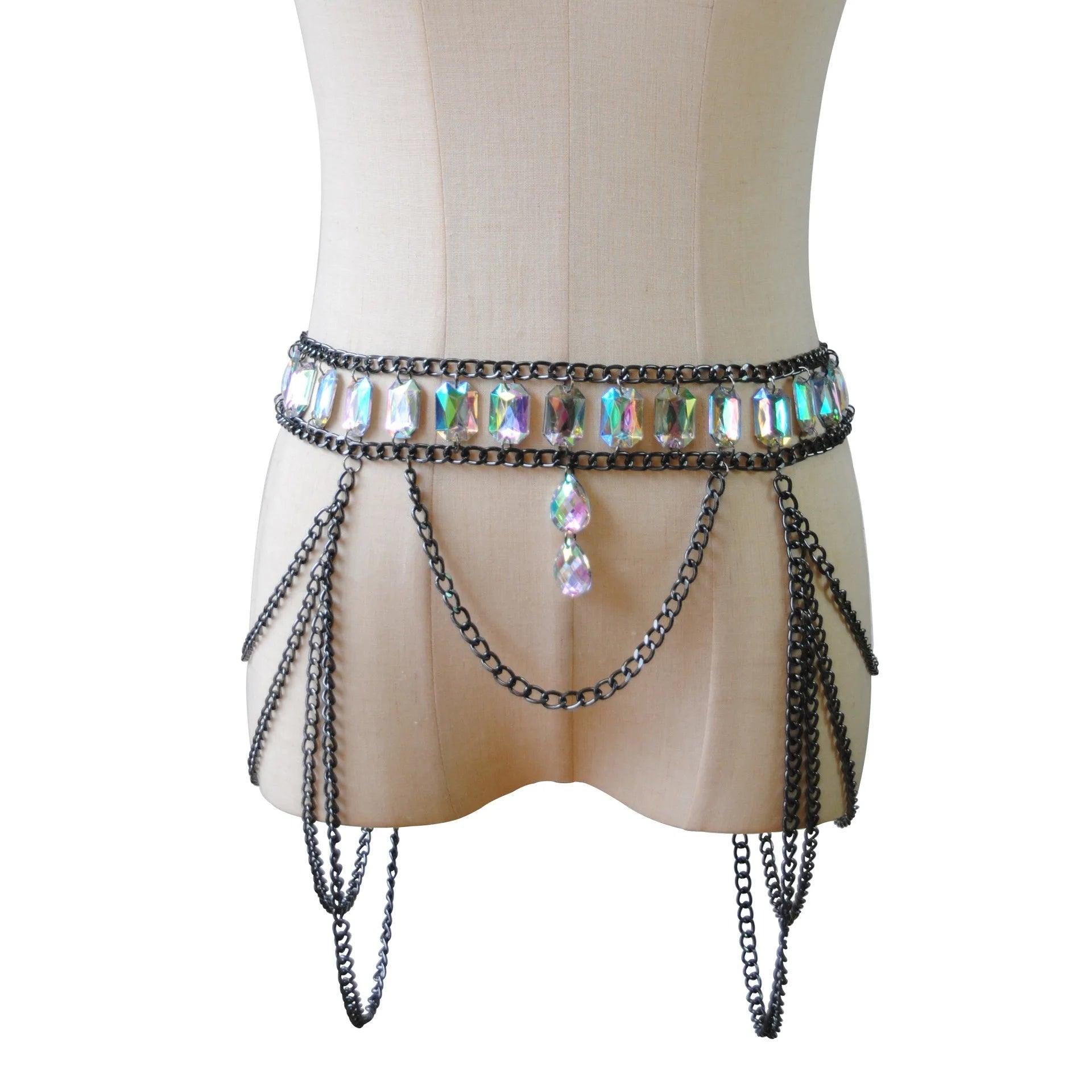 Multilayer Chains Acrylic Belt Belts - The Burner Shop