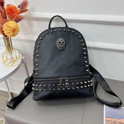 Punk Skull Faux Leather Backpack Backpacks - The Burner Shop