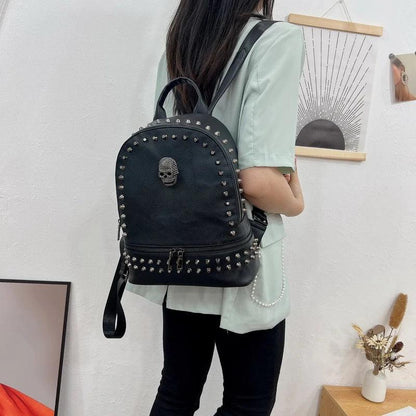 Punk Skull Faux Leather Backpack Backpacks - The Burner Shop