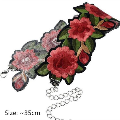 Rose Flower Embroidery Choker Choker - The Burner Shop