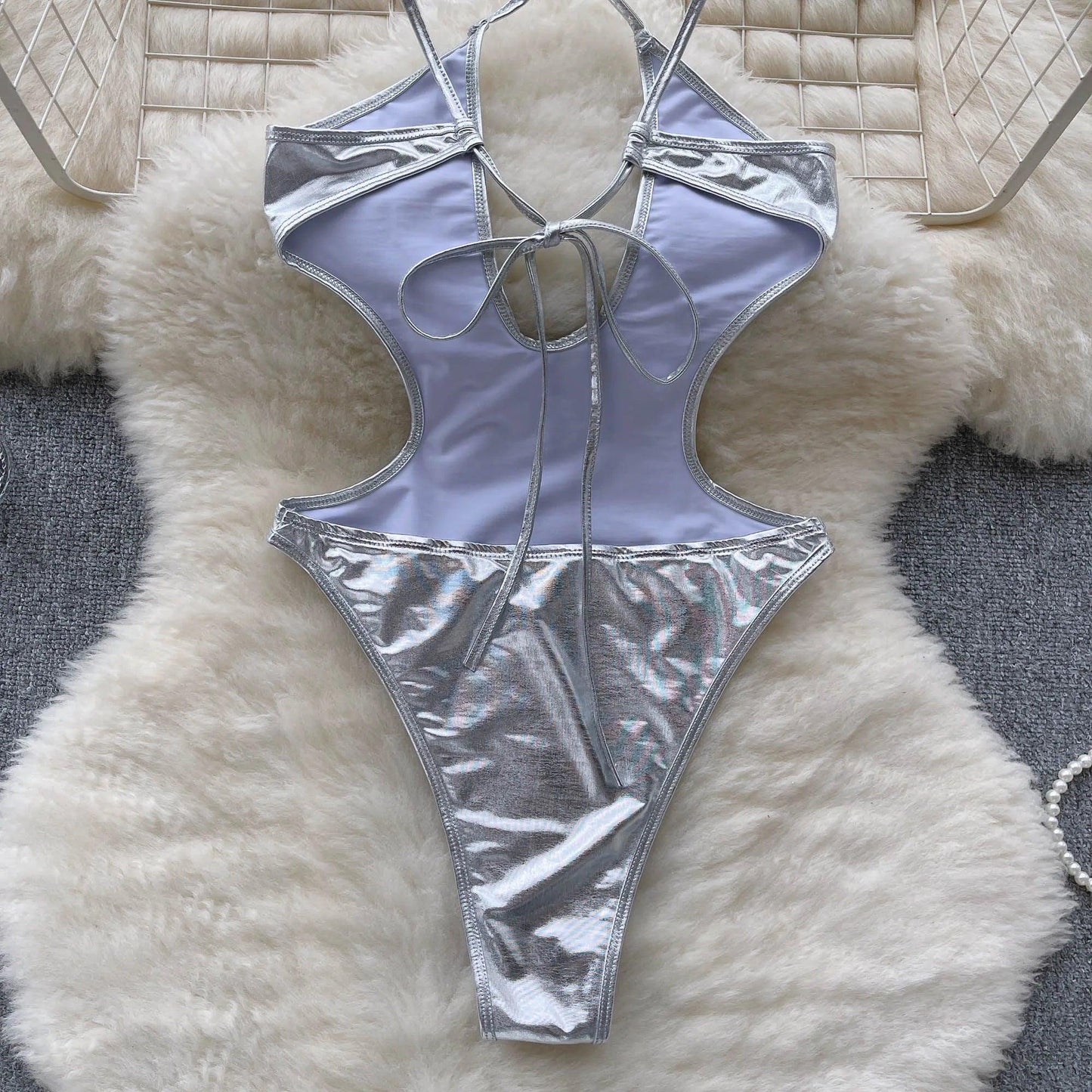 Sexy Metallic Backless Bodysuit Bodysuits - The Burner Shop