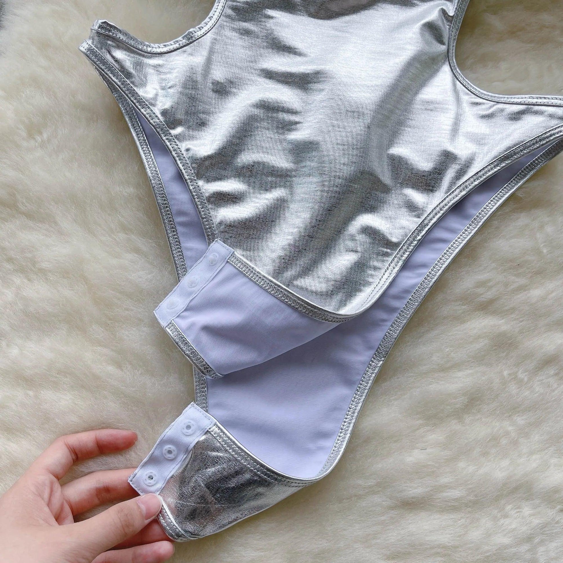 Sexy Metallic Backless Bodysuit Bodysuits - The Burner Shop
