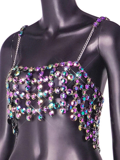 Sexy Rhinestone Crop Top Tops - The Burner Shop