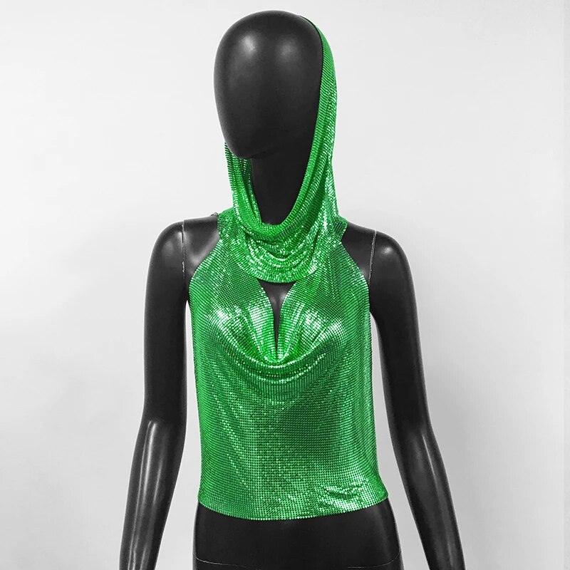 Shiny Metallic Sequin Top Tops - The Burner Shop