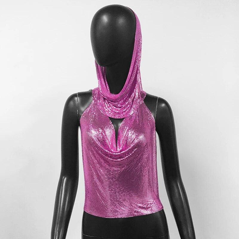 Shiny Metallic Sequin Top Tops - The Burner Shop