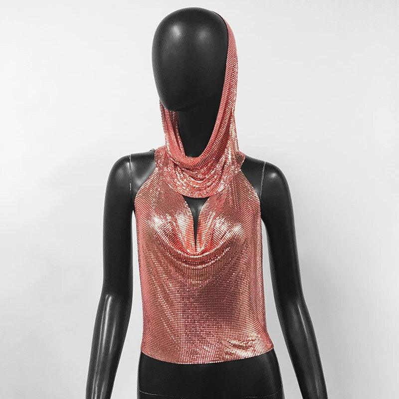 Shiny Metallic Sequin Top Tops - The Burner Shop
