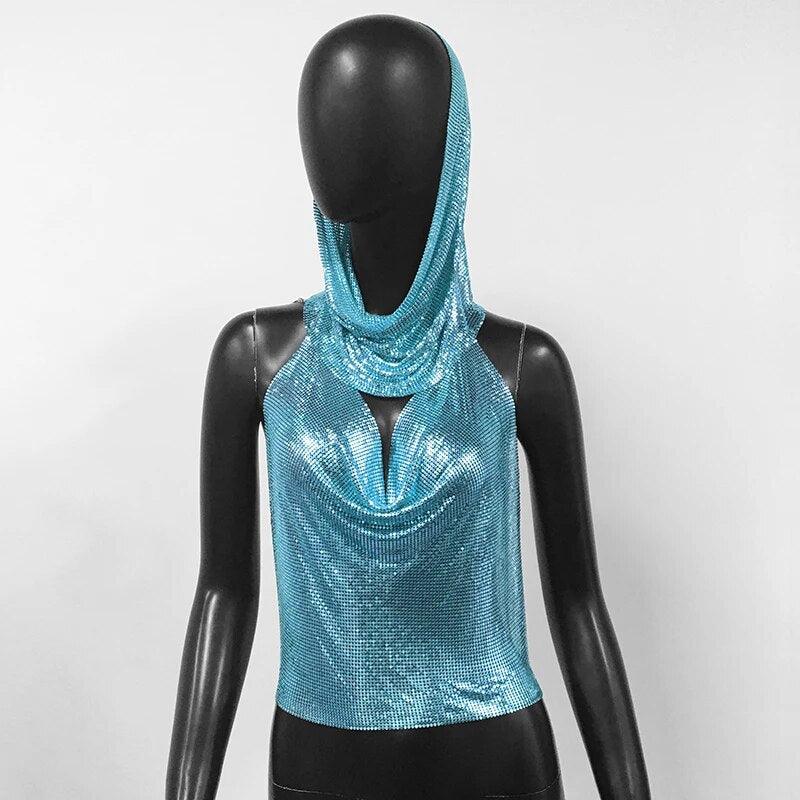 Shiny Metallic Sequin Top Tops - The Burner Shop