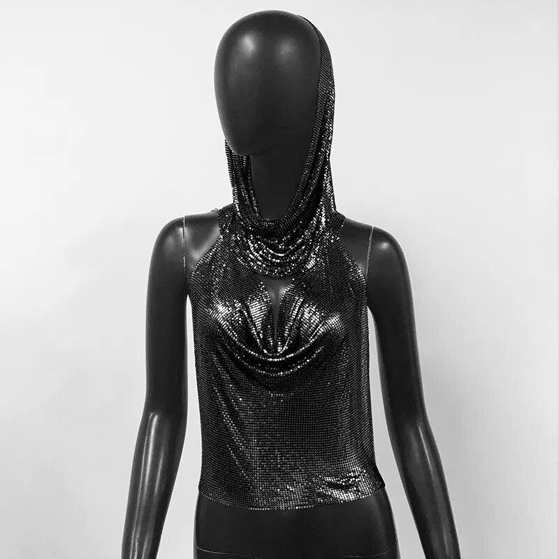 Shiny Metallic Sequin Top Tops - The Burner Shop
