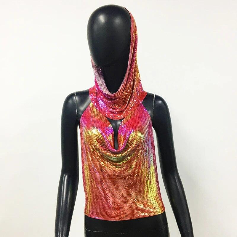 Shiny Metallic Sequin Top Tops - The Burner Shop