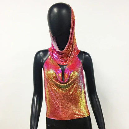 Shiny Metallic Sequin Top Tops - The Burner Shop