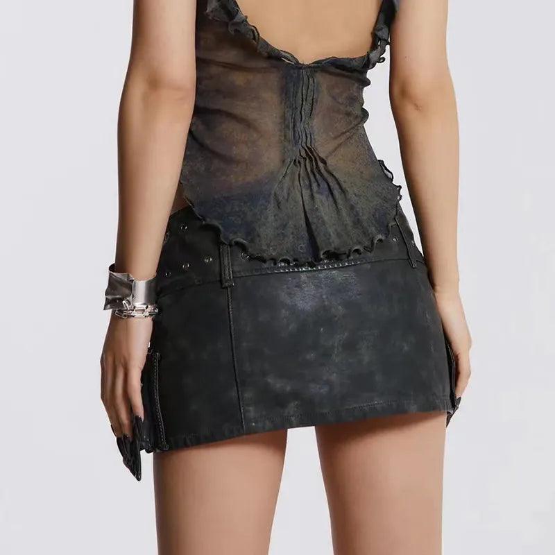Short Leather Mini Skirt Skirts - The Burner Shop