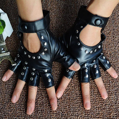 Steampunk Faux Leather Fingerless Glove Gloves - The Burner Shop